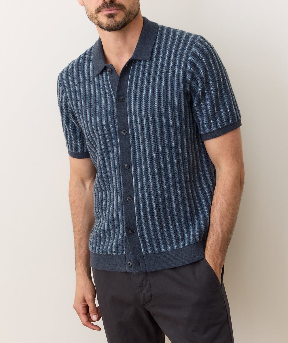 NWT Marine Layer Men's Graham Sweater Button Down in Navy size Large